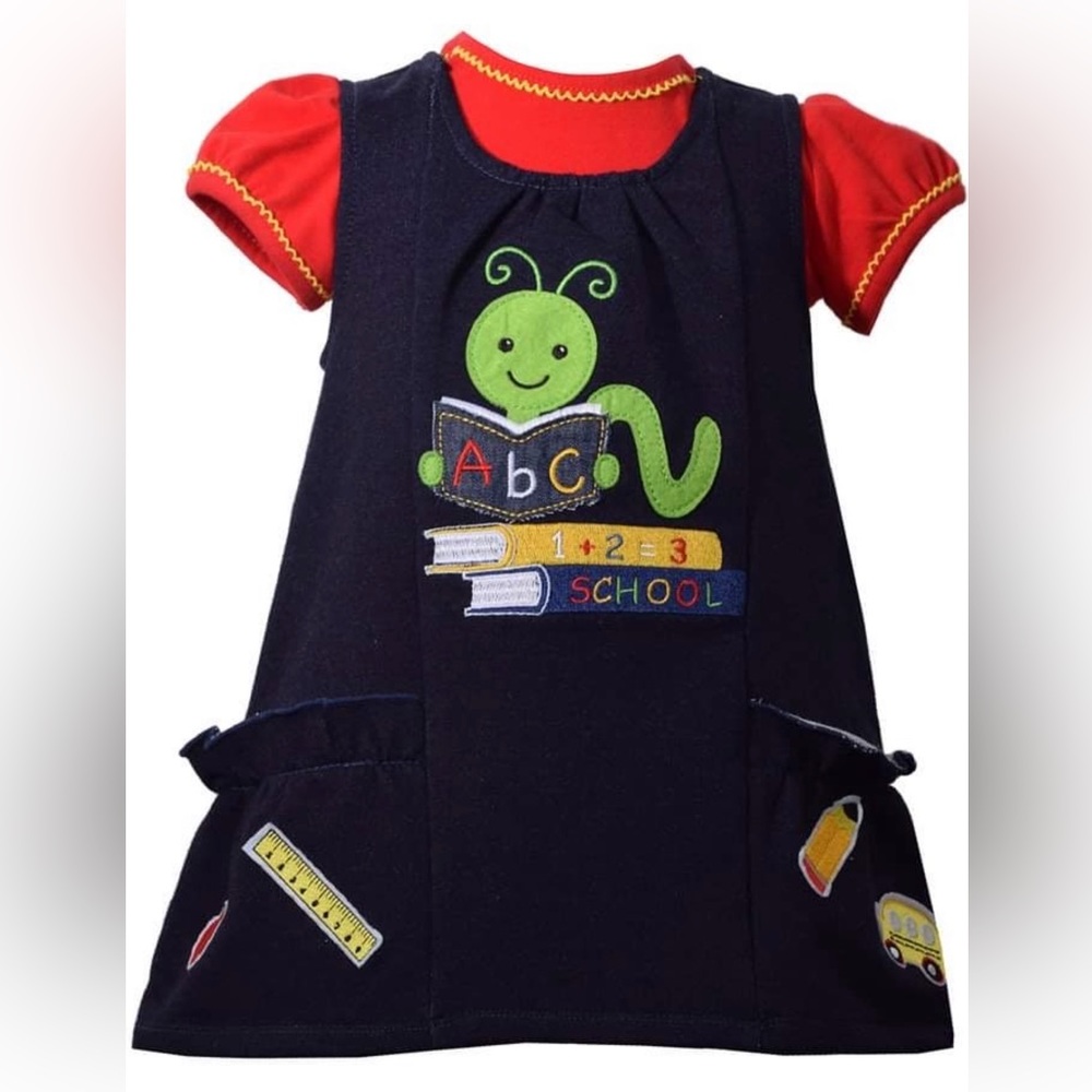 New Bonnie Jean baby back to school dress set 12M 18M 24M